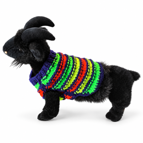 Almost Invisible white (3) Almost Invisible neon striped knitted pet sweater on white background