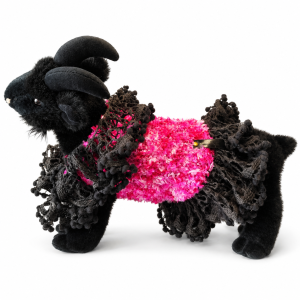 Glamour Petal Charm white (4) Glamour Petal Charm bright pink pet sweater with dramatic black ruffles
